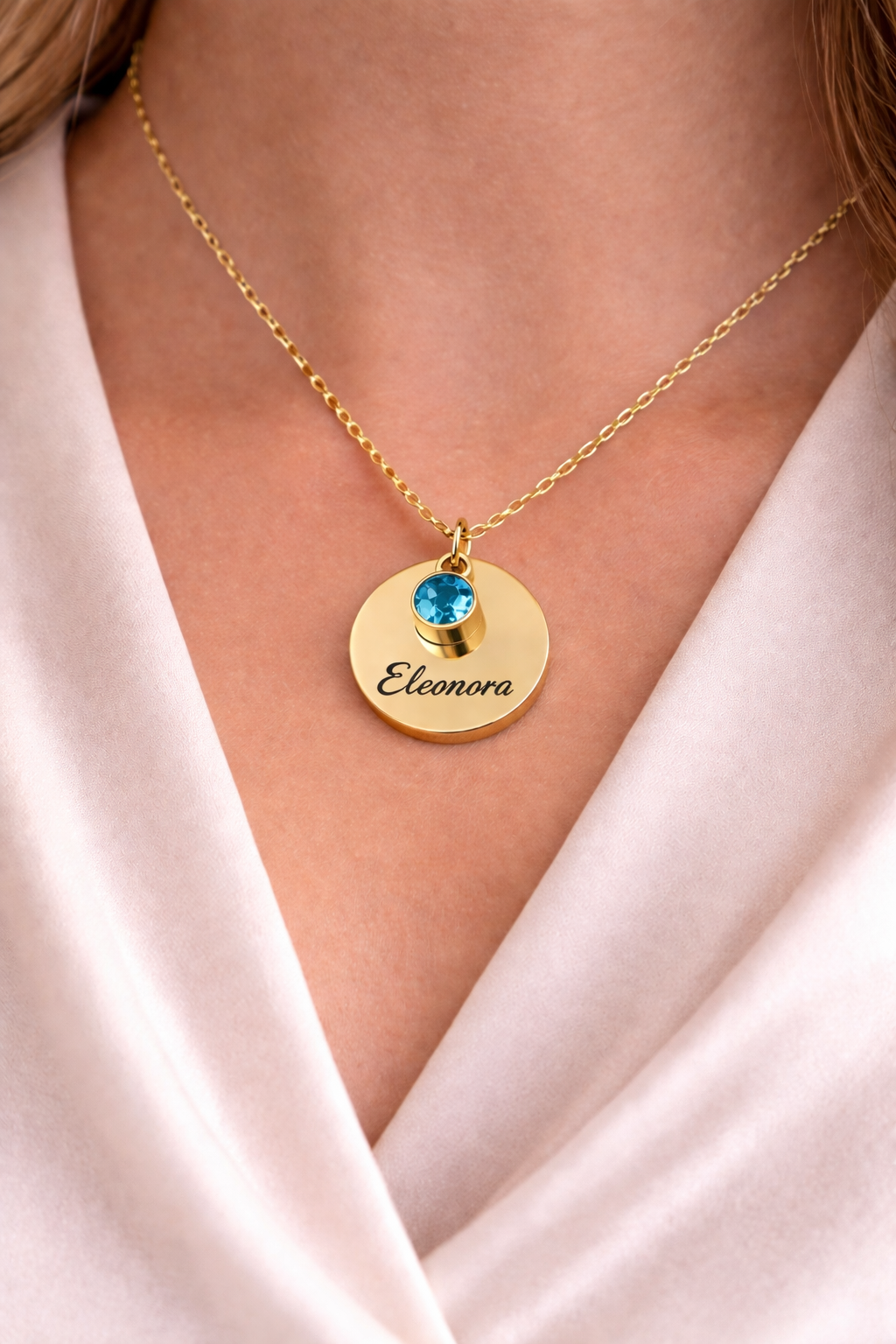 Collana Nome con Punto Luce Personalizzata — Birthstone