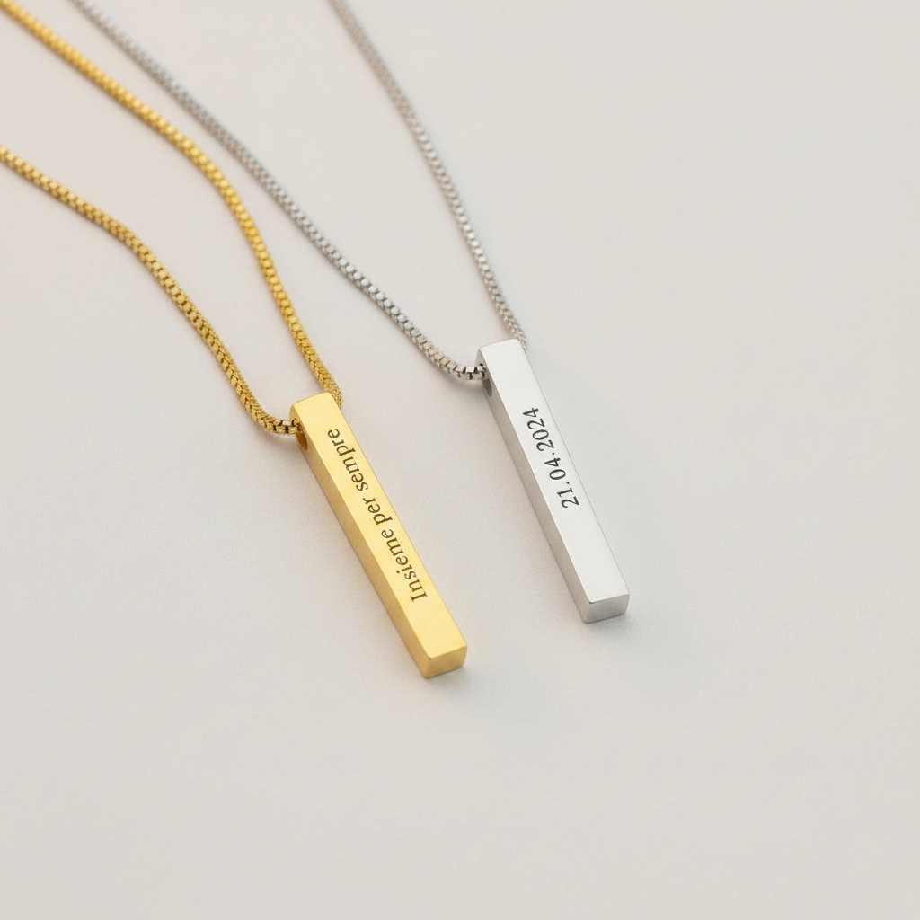 Collana Tubetto Personalizzabile – Incisione fino a 4 Lati