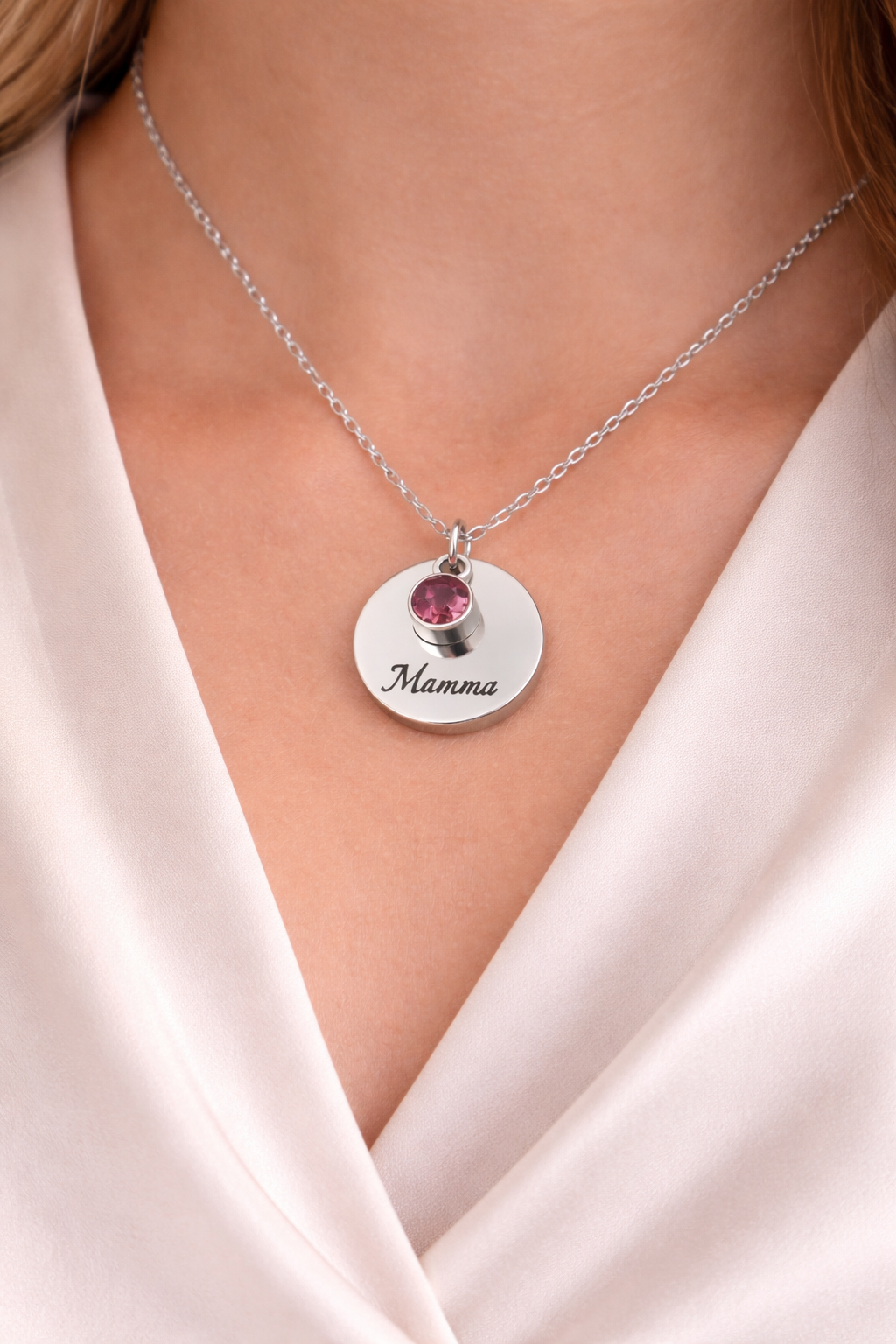 Collana Nome con Punto Luce Personalizzata — Birthstone