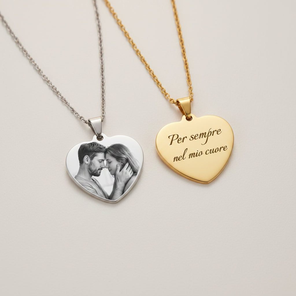 Collana Cuore con Foto e Dedica Personalizzata
