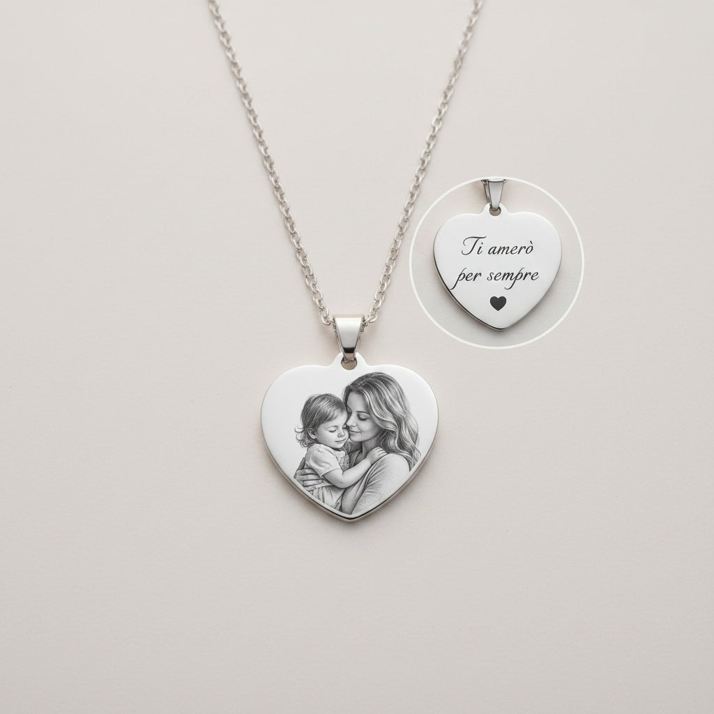 Collana Cuore con Foto e Dedica Personalizzata