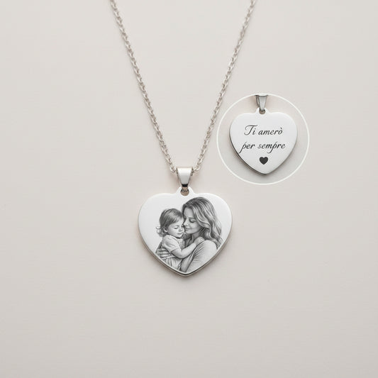 Collana Cuore con Foto e Dedica Personalizzata