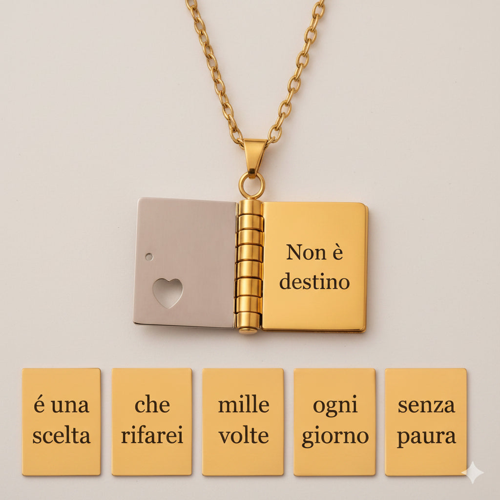 Collana Libro apribile con Frase Segreta