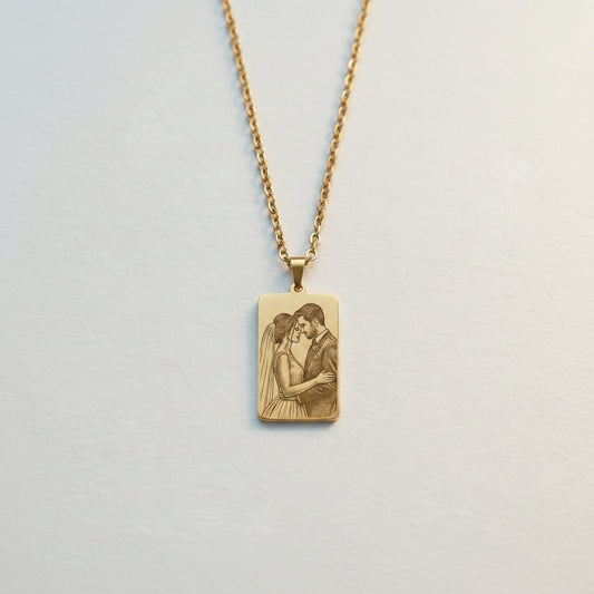 Collana Piastrina Personalizzata – Incisione Foto e Testo su Misura