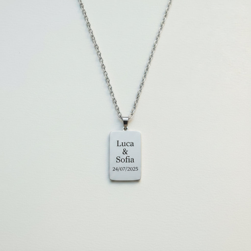 Collana Piastrina Personalizzata – Incisione Foto e Testo su Misura