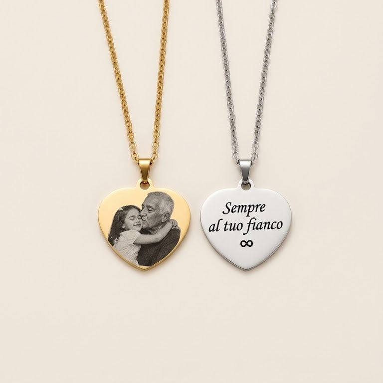 Collana Cuore con Foto e Dedica Personalizzata